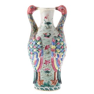 Unusual Chinese Export Famille Rose Vase