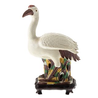 Chinese Sancai Glazed Crane