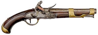 Model 1763/66 Type II Single-Shot Flintlock Pistol, St. Etienne 