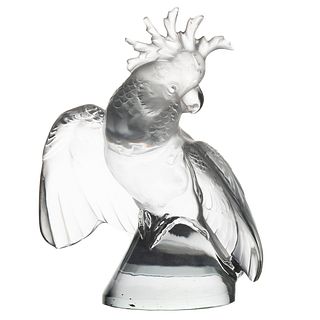 Lalique Partially Frosted Crystal Cockatoo