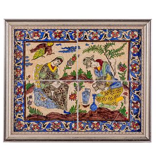 Qajar Style Faience Tile Picture
