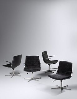 Preben Fabricius and Jorgen Kastholm 
(Danish, 1931-1984 | Danish, 1931-2007)
Set of Four Lounge Chairs