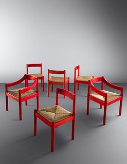 Vico Magistretti 
(Italian, 1920-2006)
Set of Six Carimate Dining Chairs