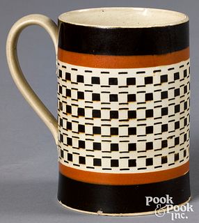 Mocha mug, with brown engine turned decoration