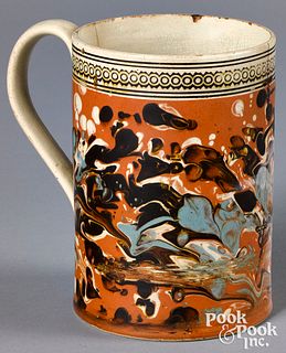 Mocha mug, with marbleized and splotch decoration