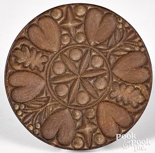 Intricately carved mahogany butterprint