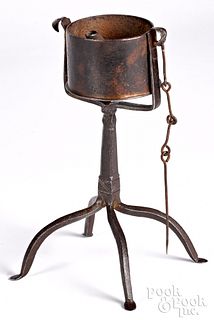 Iron and copper kettle lamp, early 19th c.