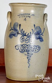 New York four-gallon stoneware churn, 19th c.