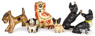 Six painted cast iron dog doorstops, early 20th c.