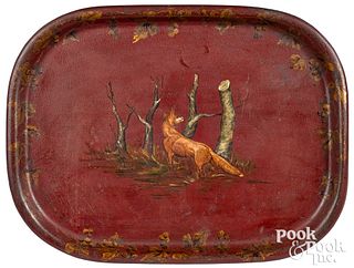 Painted tin tray, 19th c.