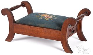 Classical revival walnut foot stool, 19th c.