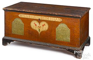 Pennsylvania painted pine dower chest, dated 1815