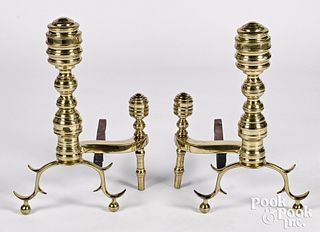 Pair of Federal brass andirons, ca. 1830