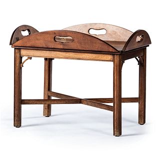 A Regency Style Walnut Tray-Top Low Table,
