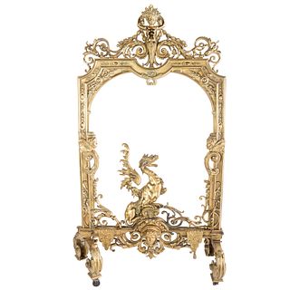 A Neoclassical Style Brass Fire Screen 
