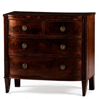 An Italian Neoclassical Mahogany Bowfront Chest of Drawers