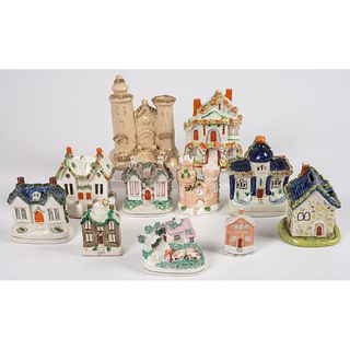 Eleven Staffordshire House Figurines