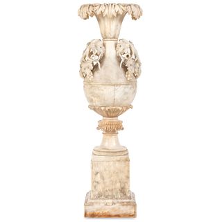 An Italian Carved Alabaster Urn