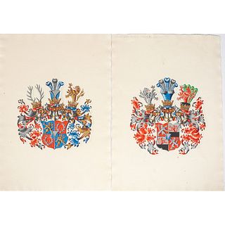 Two Moravian Coats of Arms, 19th Century