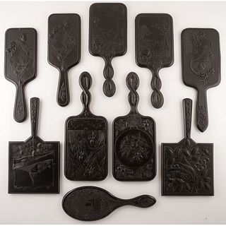 Eleven Thermoplastic Hand Mirrors with Landscape Motifs
