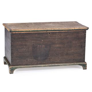 A Country Grain and Green Paint Decorated Poplar Blanket Chest