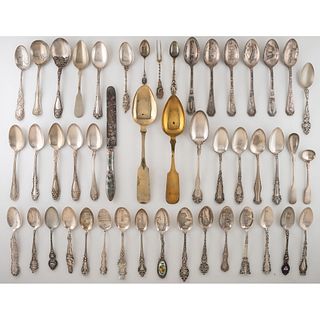 A Group of Silver and Silverplate Souvenir Spoons