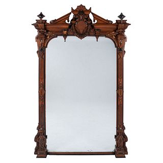 A Victorian Walnut Overmantel Mirror