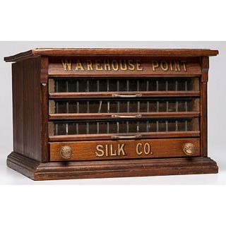 A Warehouse Point Stenciled Tabletop Spool Cabinet
