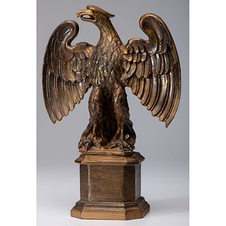 A Painted Wooden Eagle on Stand