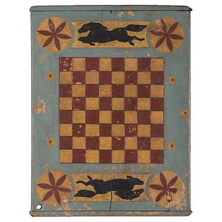 A Painted and Carved "Flying Horse" Gameboard