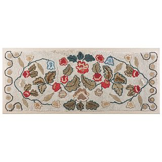 An Oak Leaf and Floral Decorated Shirred Rug, Circa 1825-1850