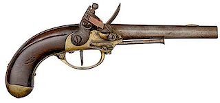 Model 1777 1st Pattern Single-Shot Flintlock Pistol, Revolutionary Period  