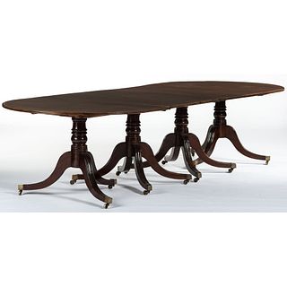 A Chippendale Style Four Pedestal Mahogany Dining Table