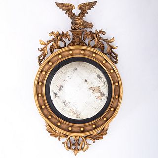 A Federal Giltwood Bullseye Mirror with Eagle Crest