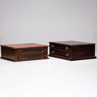 Two Wooden Spool Cabinets