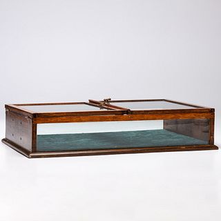 Two Wooden Frame Flip-Top Tabletop Display Cases