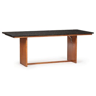A Craftsman Style Walnut and Granite Top Table, 20th Century