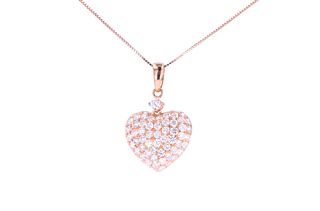 Brilliant Diamond 18k Rose Gold Heart Necklace