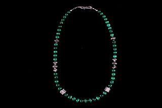 Navajo Sterling Silver & Malachite Necklace