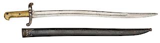 Model 1842 Modified Lug Lock Saber Bayonet with Scabbard, Chatellerault 