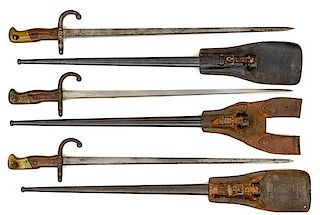 Model 1874 Gras Bayonets with Leather Frogs, Lot of 3 