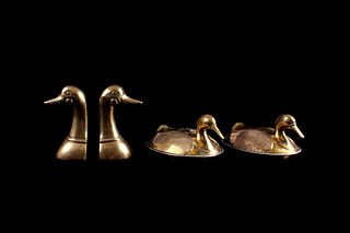 Brass Duck Serving Containers & Bookend Collection