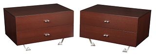 Pair of Modern Two Drawer Side Tables
