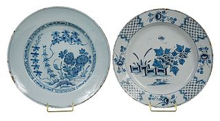 Two Large Blue and White Delft Chargers 