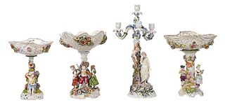 Four Dresden and German Figural Centerpieces