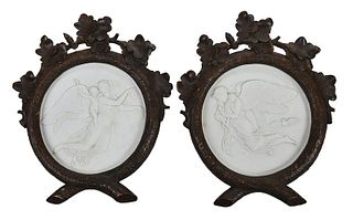 Two Bing & Grondahl Framed Bisque Plaques