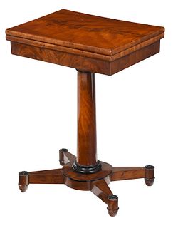 Classical Figured Mahogany Ebonized Pedestal Table