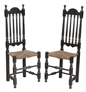 Pair William and Mary Banister Back Side Chairs