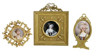 Three Framed Portrait Miniatures
