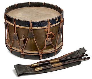 Military Snare Drum with Sling and Sticks 1870 to 1914 